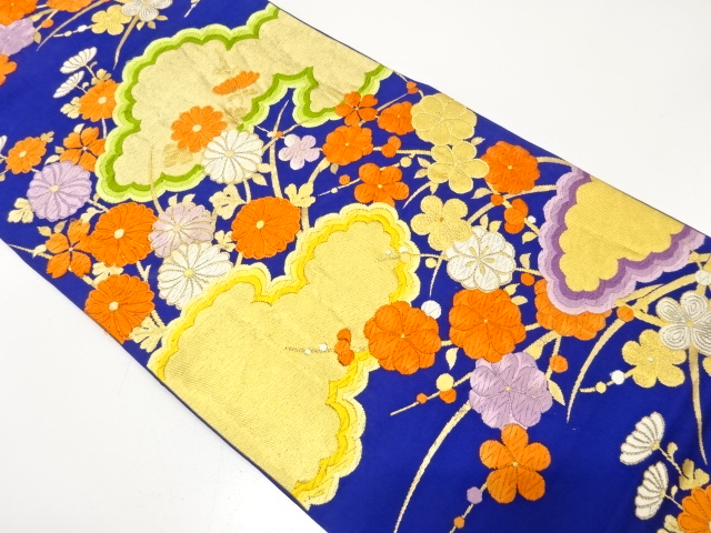 JAPANESE KIMONO / ANTIQUE FUKURO OBI / SILK / WOVEN BRANCH UME